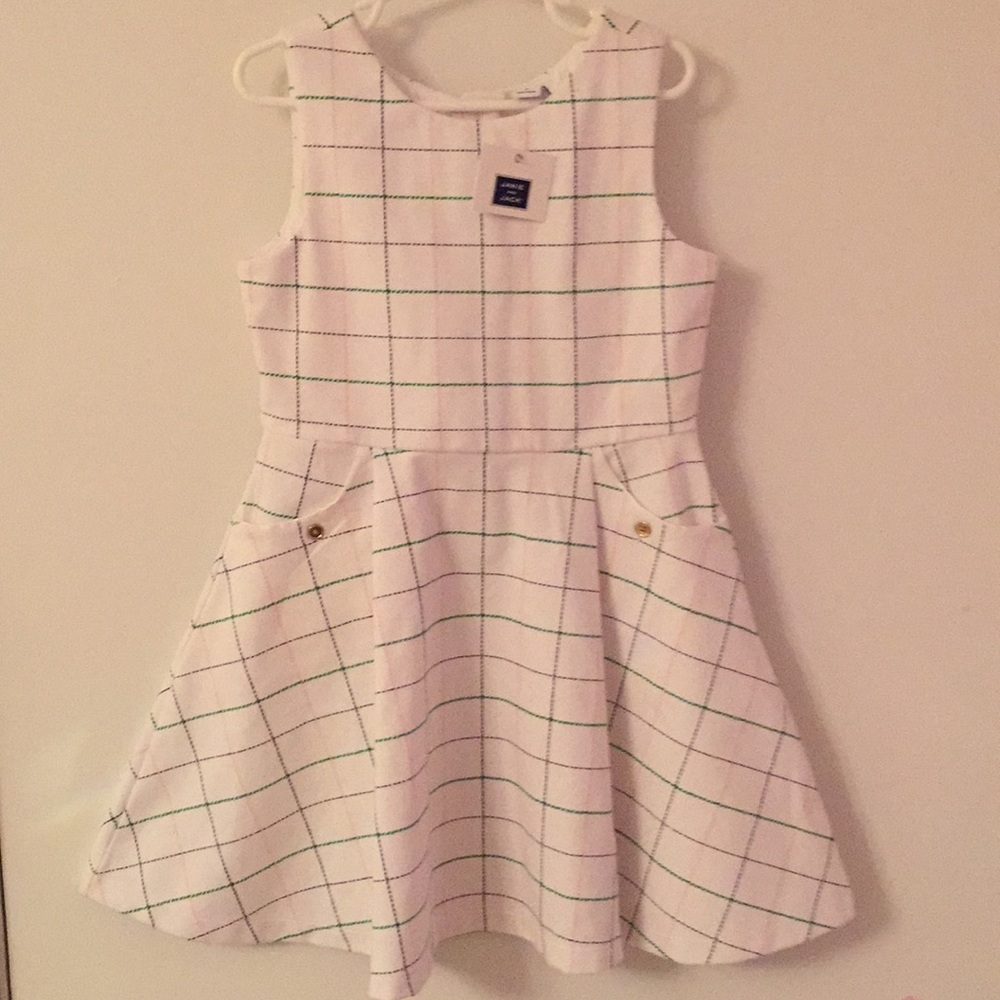 Janie & Jack Girls White Dress 6 👗 with pockets.